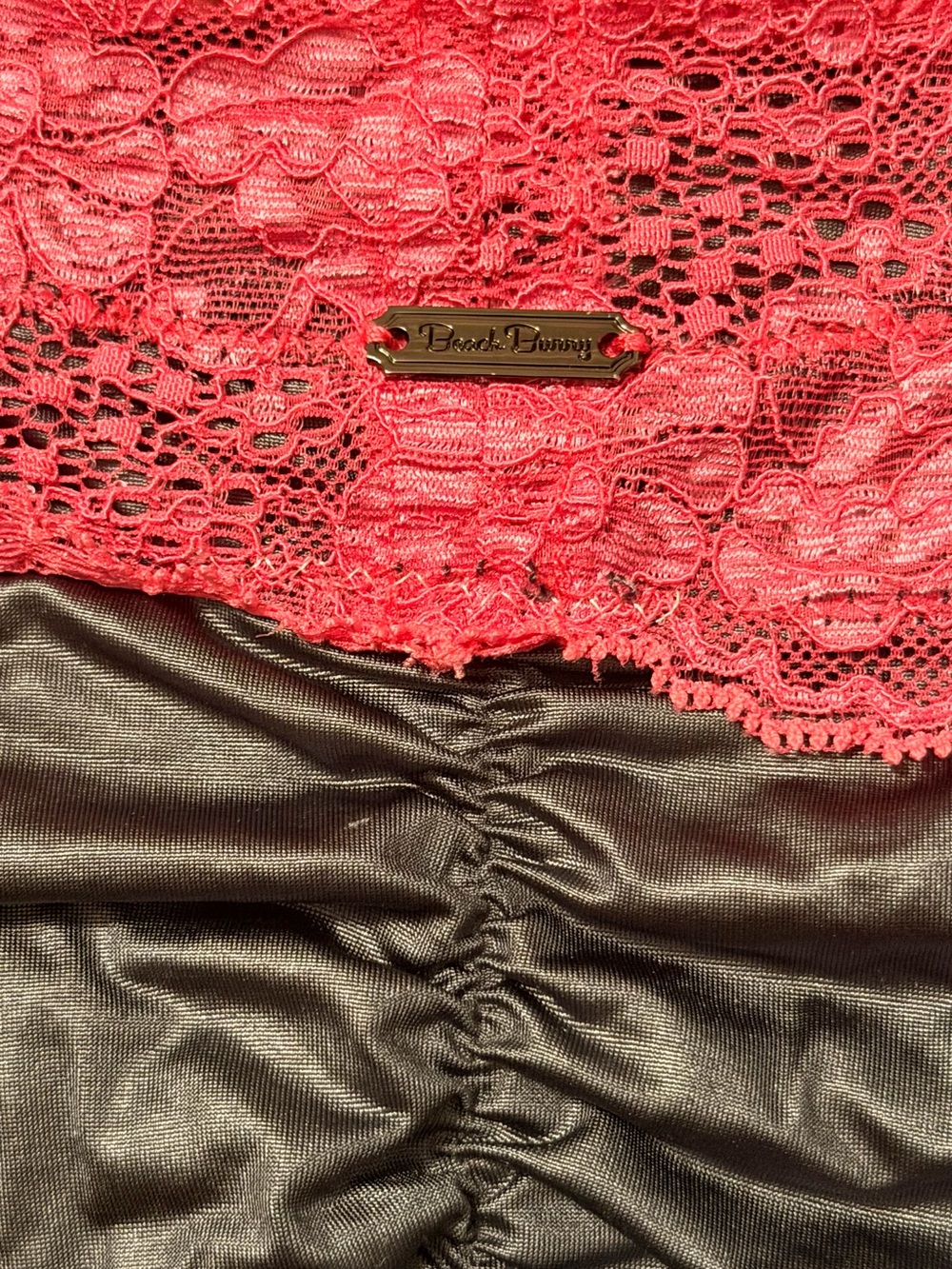 Beach Bunny Pink Lace & Gray Satin Bikini Set - Picture 4 of 5